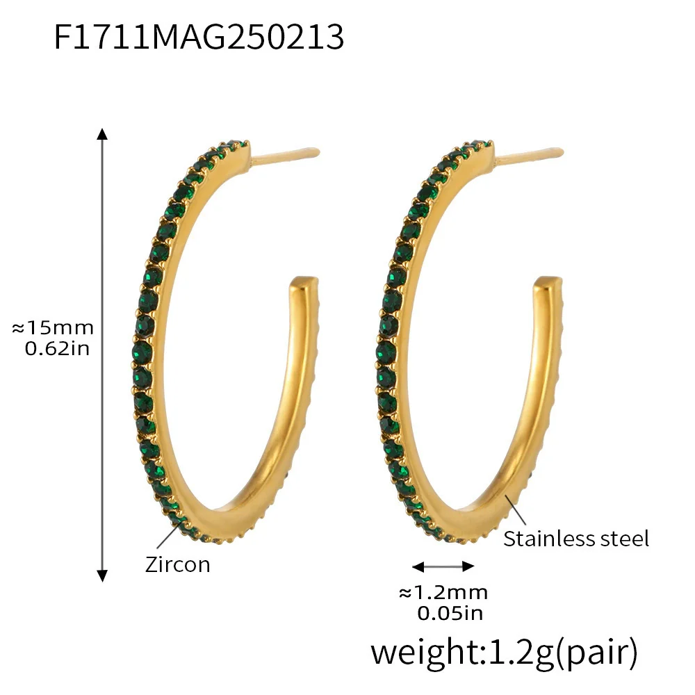 Wholesale Geometric Style Stainless Steel And Titanium Steel Inlaid Zircon Electroplated Earrings For Women - Image 15