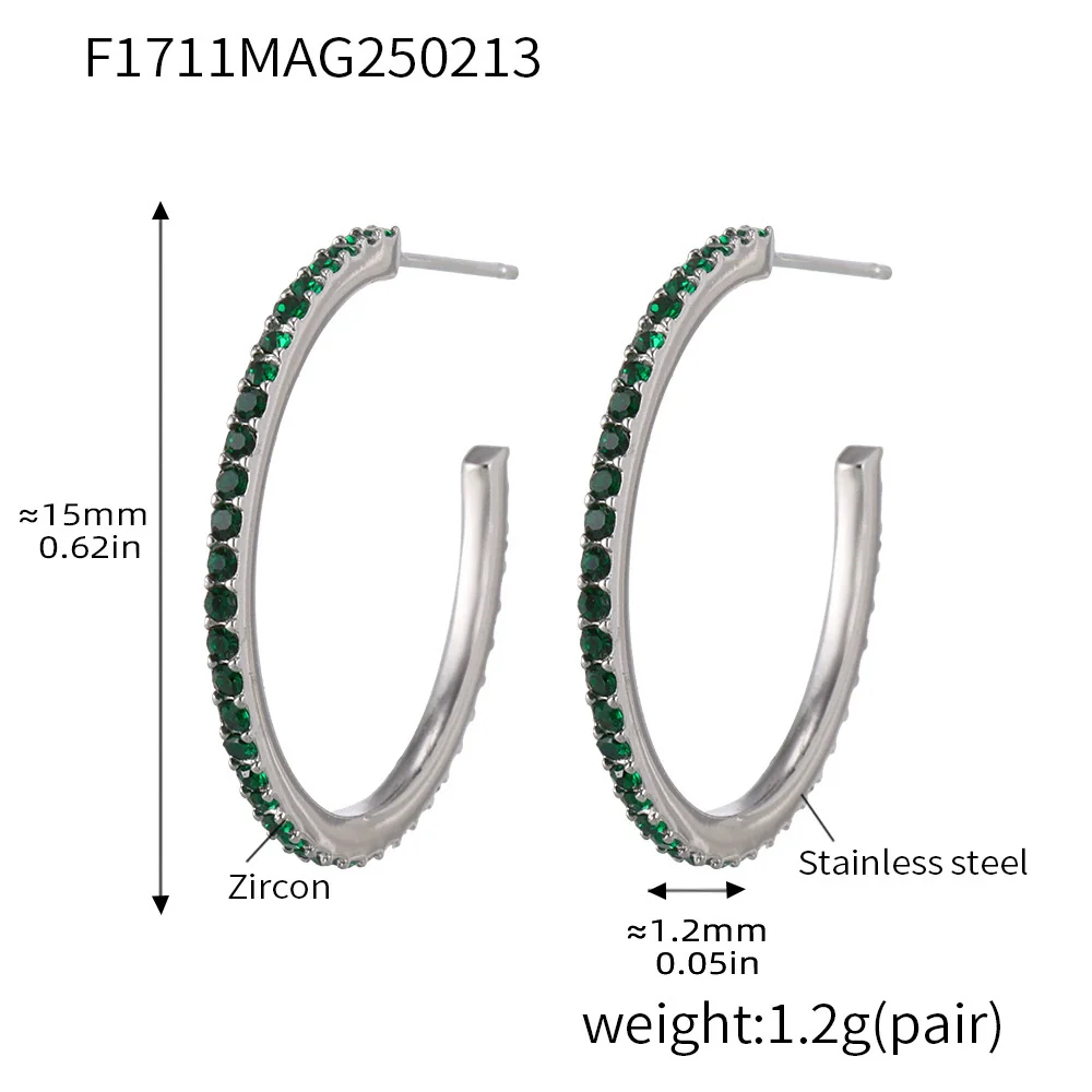 Wholesale Geometric Style Stainless Steel And Titanium Steel Inlaid Zircon Electroplated Earrings For Women - Image 19