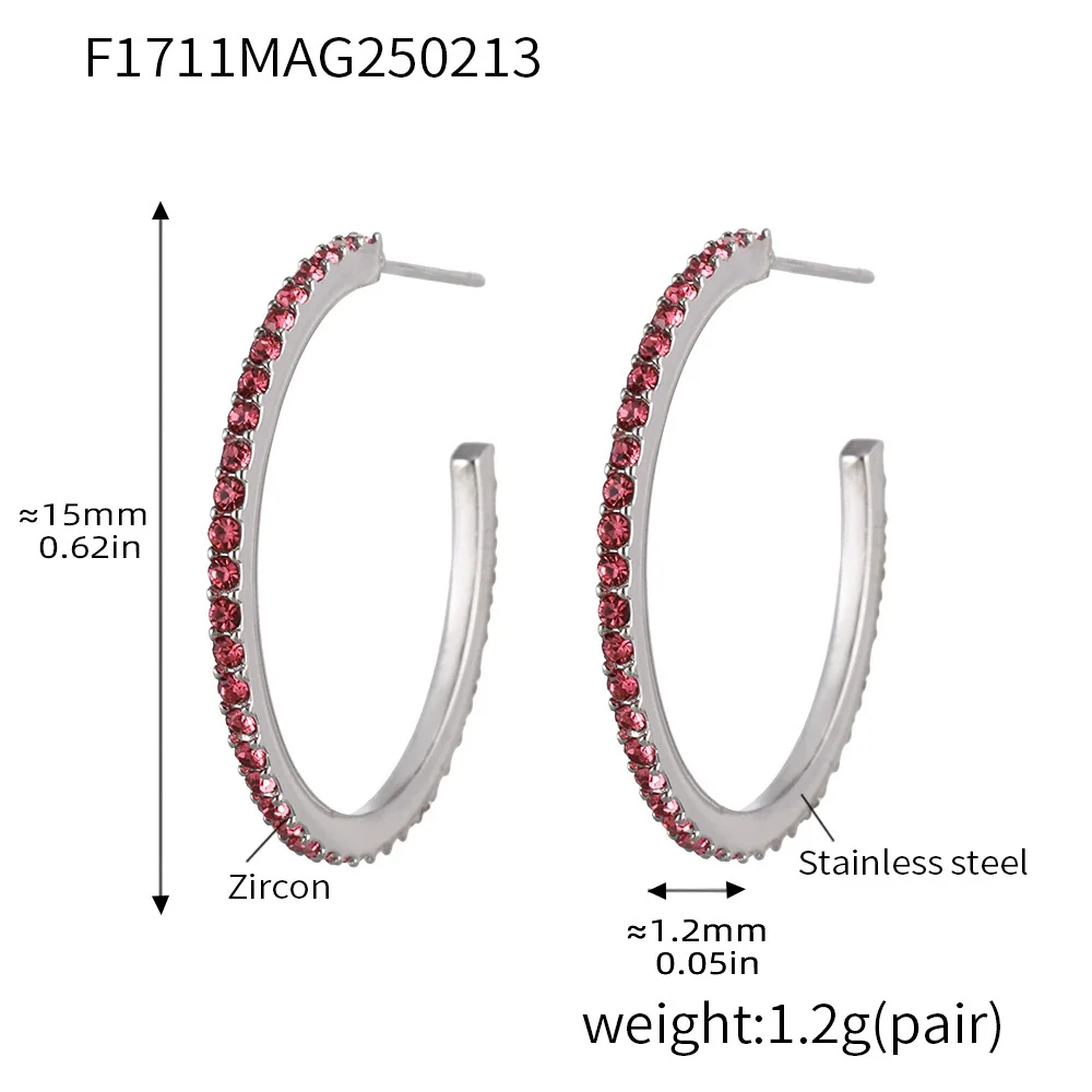 Wholesale Geometric Style Stainless Steel And Titanium Steel Inlaid Zircon Electroplated Earrings For Women - Image 20