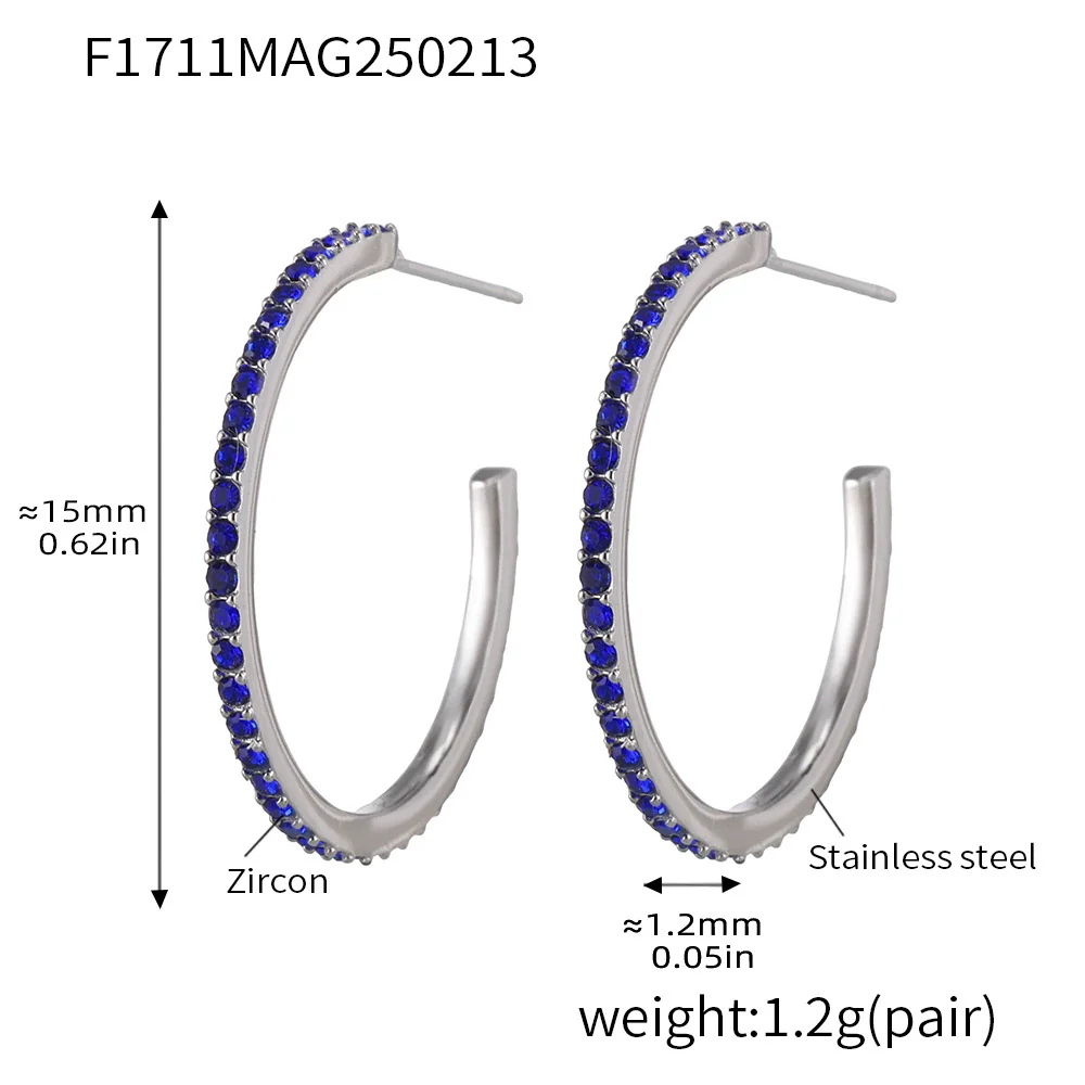 Wholesale Geometric Style Stainless Steel And Titanium Steel Inlaid Zircon Electroplated Earrings For Women - Image 21