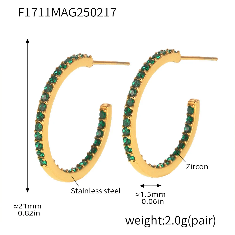 Wholesale Geometric Style Stainless Steel And Titanium Steel Inlaid Zircon Electroplated Earrings For Women - Image 23