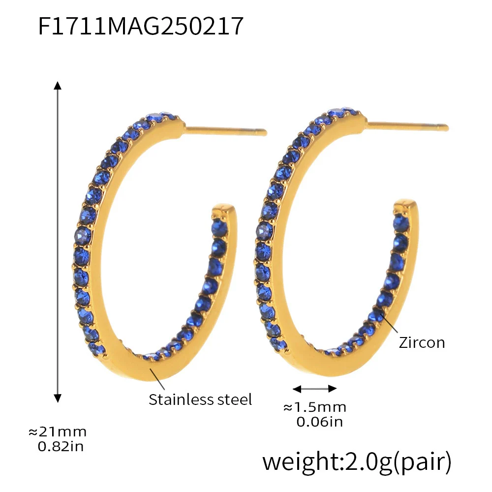 Wholesale Geometric Style Stainless Steel And Titanium Steel Inlaid Zircon Electroplated Earrings For Women - Image 25