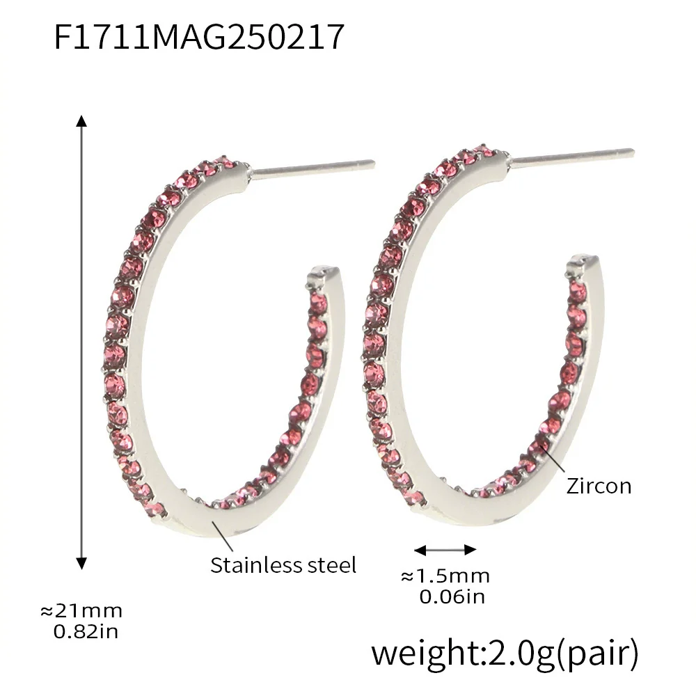 Wholesale Geometric Style Stainless Steel And Titanium Steel Inlaid Zircon Electroplated Earrings For Women - Image 28