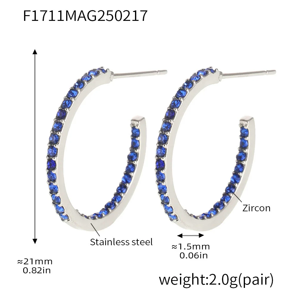 Wholesale Geometric Style Stainless Steel And Titanium Steel Inlaid Zircon Electroplated Earrings For Women - Image 29