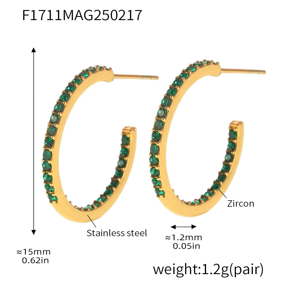 Wholesale Geometric Style Stainless Steel And Titanium Steel Inlaid Zircon Electroplated Earrings For Women - Image 31