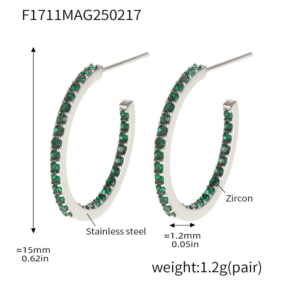 Wholesale Geometric Style Stainless Steel And Titanium Steel Inlaid Zircon Electroplated Earrings For Women - Image 35