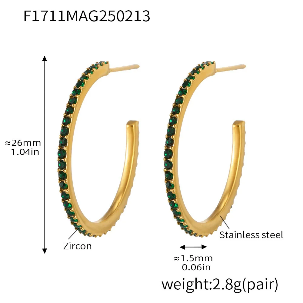 Wholesale Geometric Style Stainless Steel And Titanium Steel Inlaid Zircon Electroplated Earrings For Women - Image 7