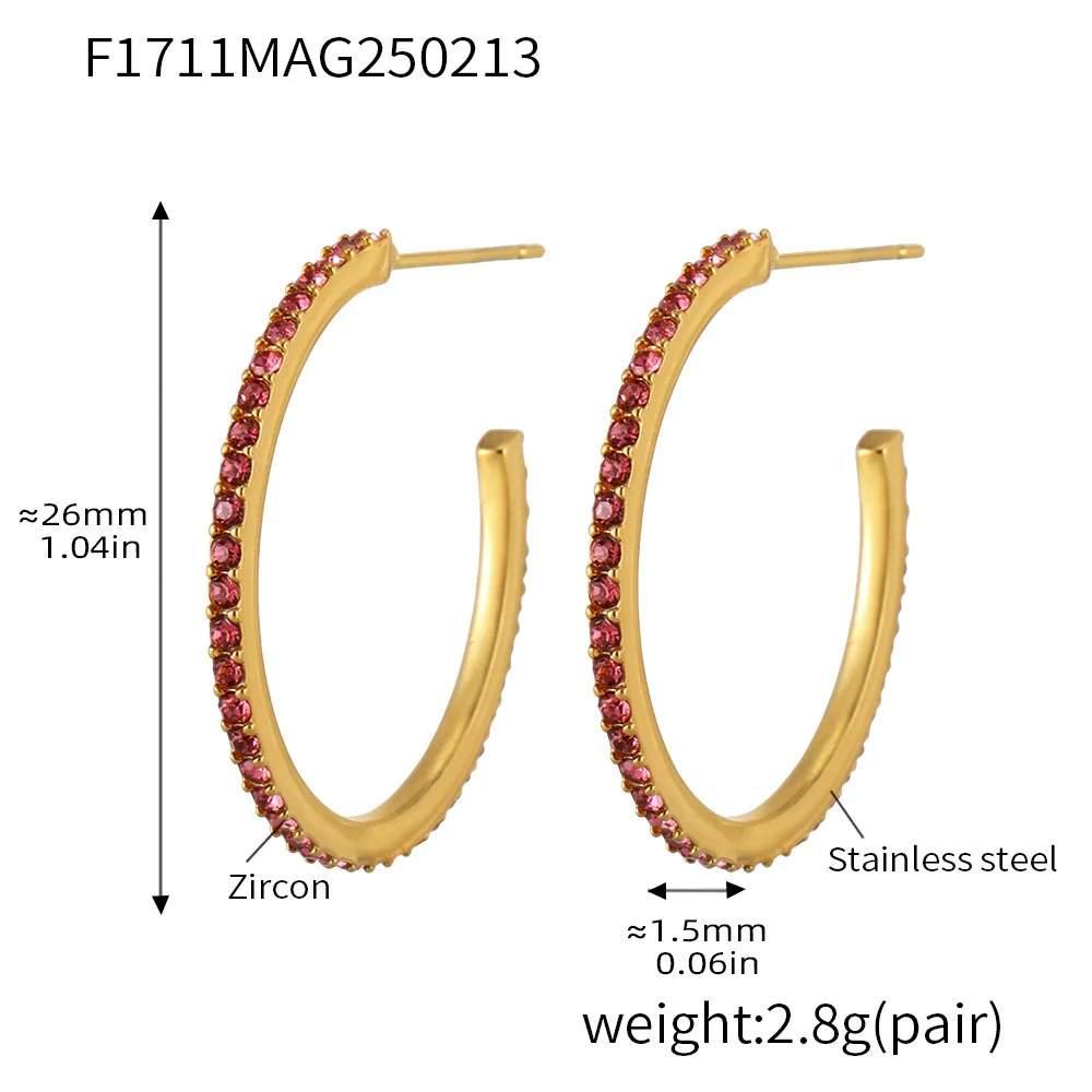 Wholesale Geometric Style Stainless Steel And Titanium Steel Inlaid Zircon Electroplated Earrings For Women - Image 8