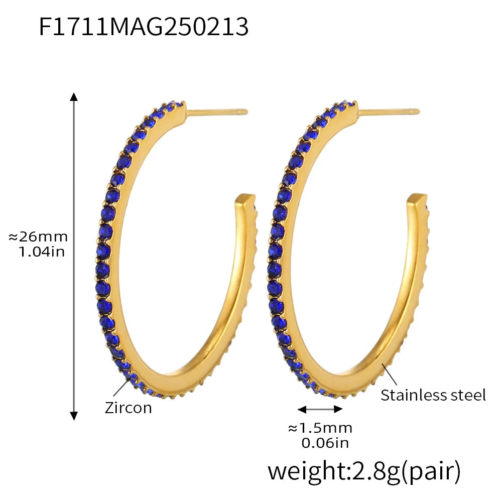 Wholesale Geometric Style Stainless Steel And Titanium Steel Inlaid Zircon Electroplated Earrings For Women - Image 9