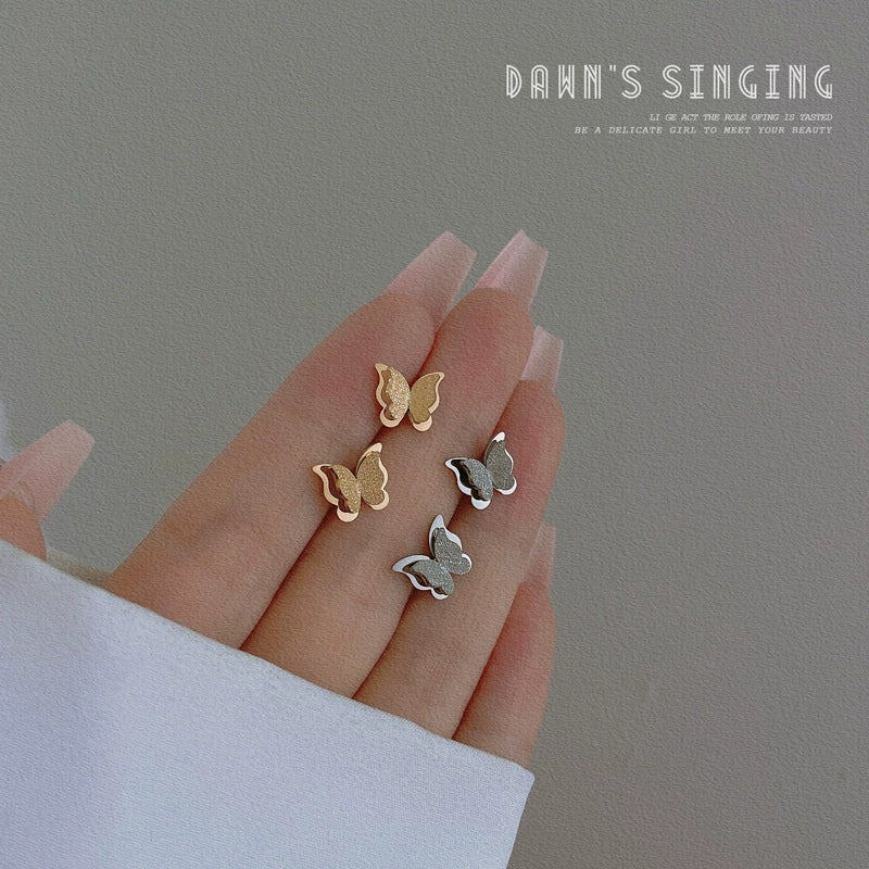 Wholesale Geometric Titanium Steel Electroplated Butterfly Minimalistic Earrings For Men And Women - Image 3