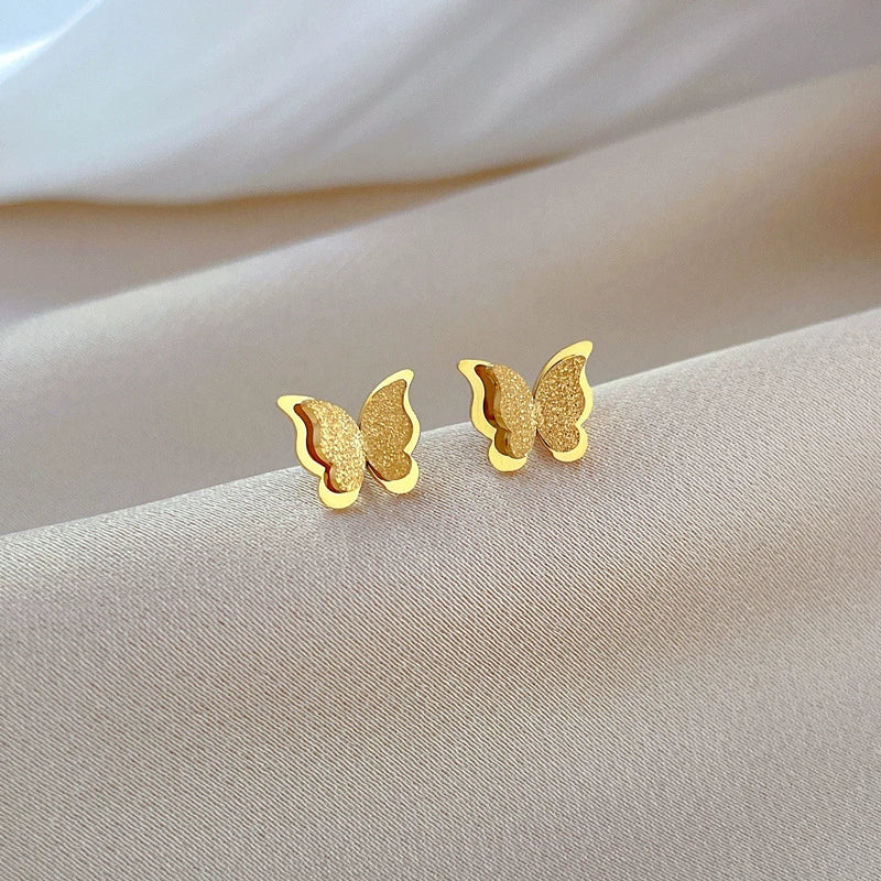 Wholesale Geometric Titanium Steel Electroplated Butterfly Minimalistic Earrings For Men And Women - Image 5