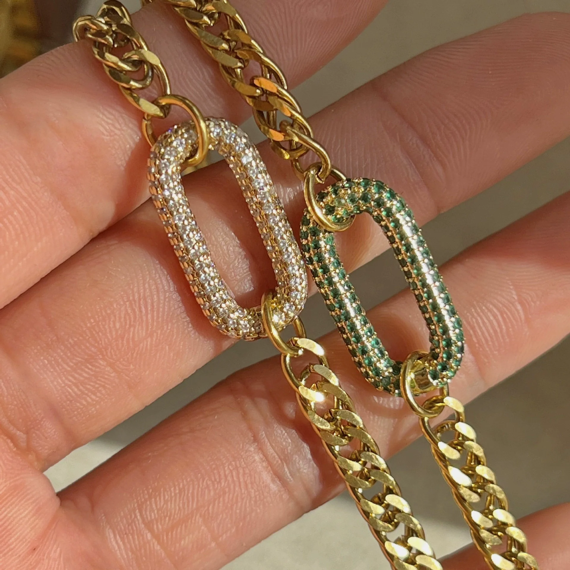 Wholesale Geometric Titanium Steel Electroplated Cuban Chain Choker Collarbone Necklace For Unisex