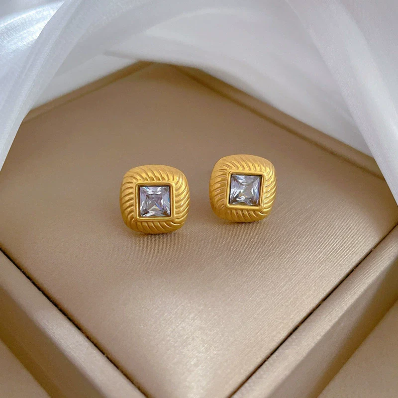 Wholesale Geometric Titanium Steel Electroplated Minimalistic Earrings For Men And Women - Image 3