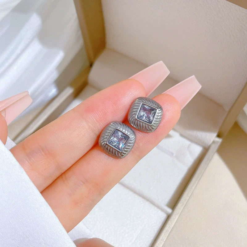 Wholesale Geometric Titanium Steel Electroplated Minimalistic Earrings For Men And Women - Image 6