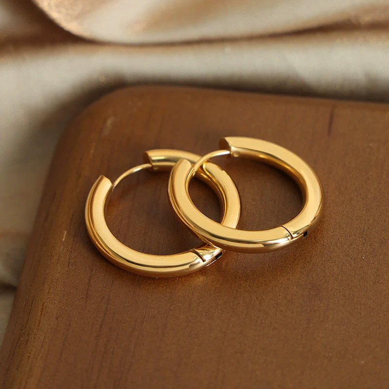 Wholesale Geometric Titanium Steel Gold Plated Jewelry Rings And Earrings For Unisex - Image 3