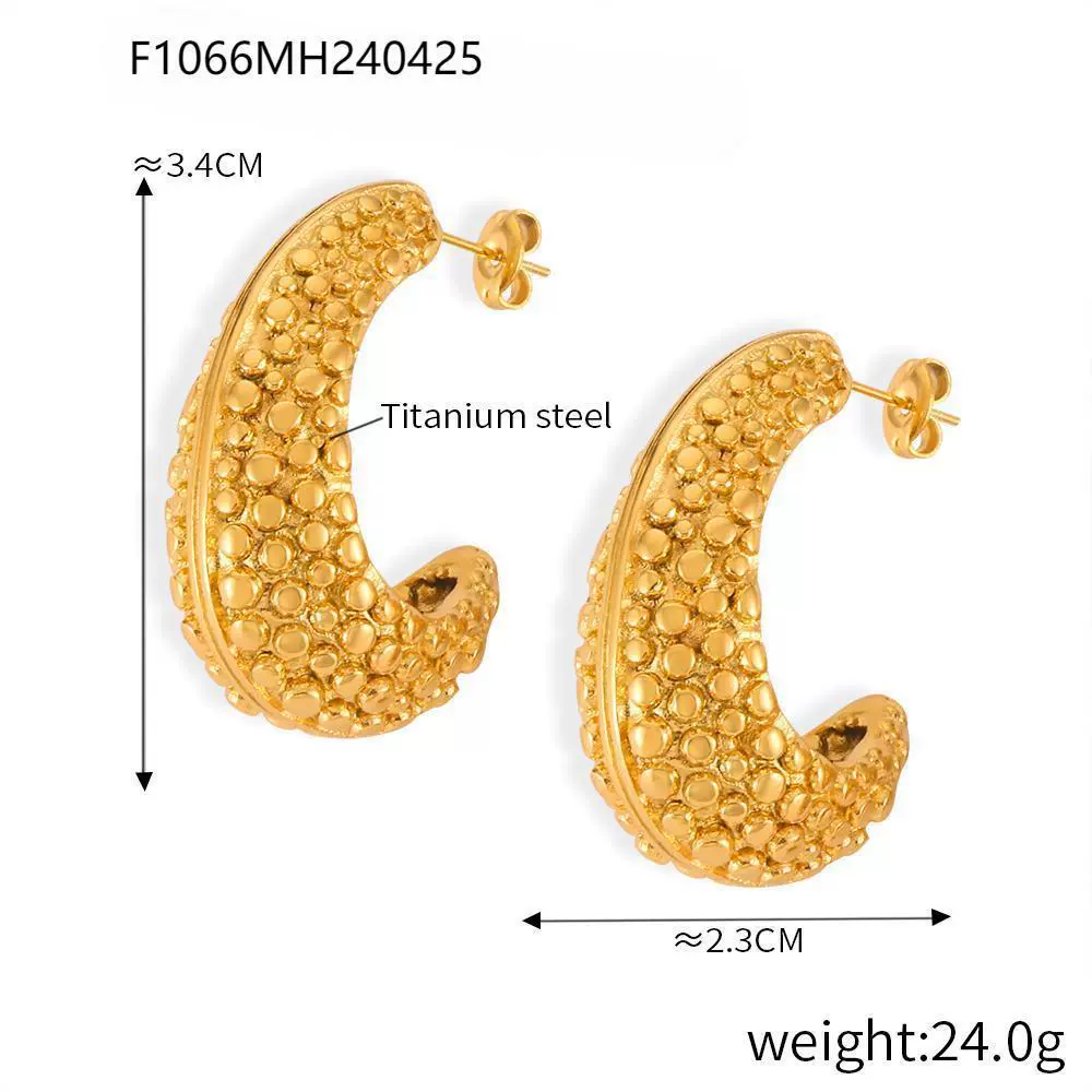 Wholesale Geometric Titanium Steel Goldplated Earrings For Women - Image 10