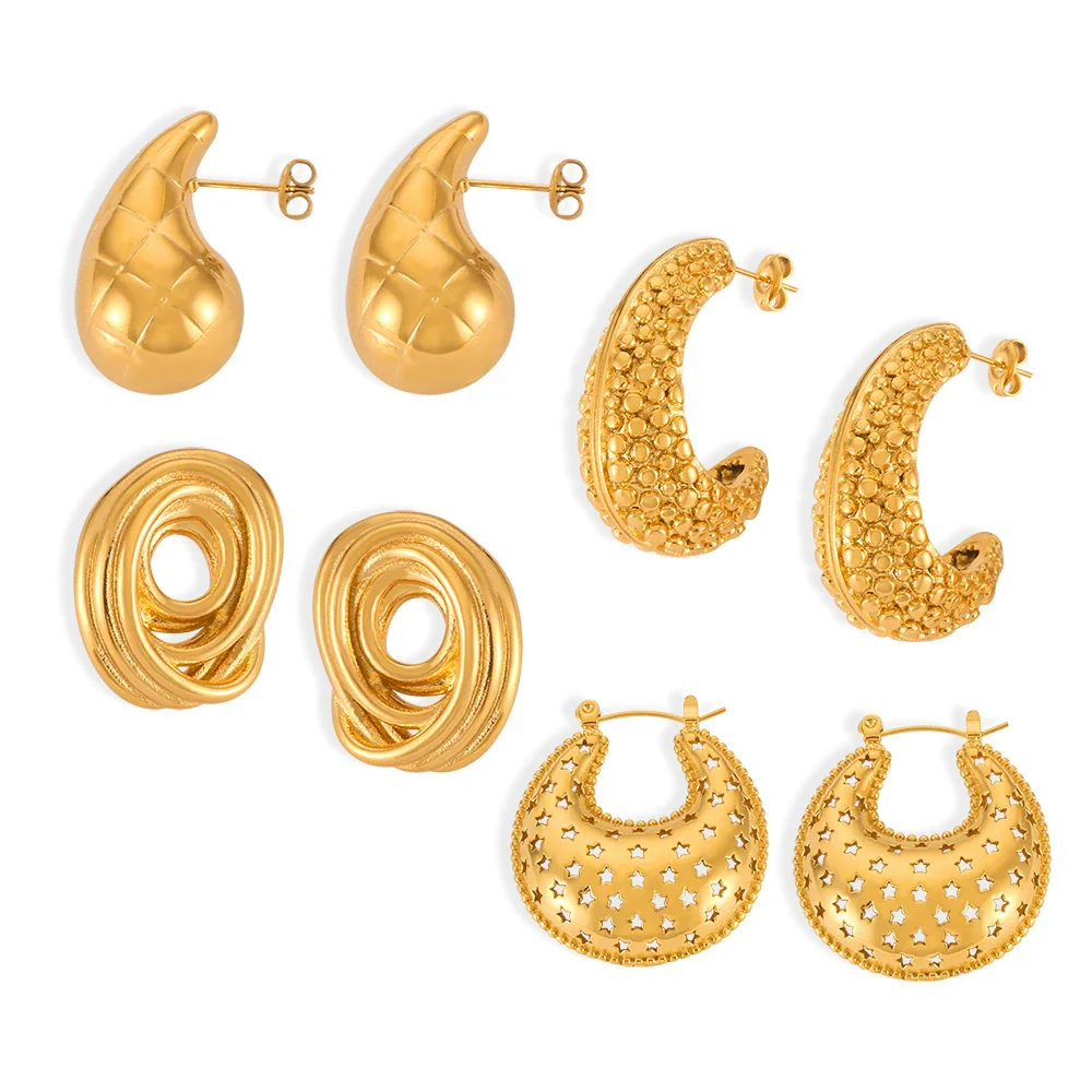 Wholesale Geometric Titanium Steel Goldplated Earrings For Women - Image 5
