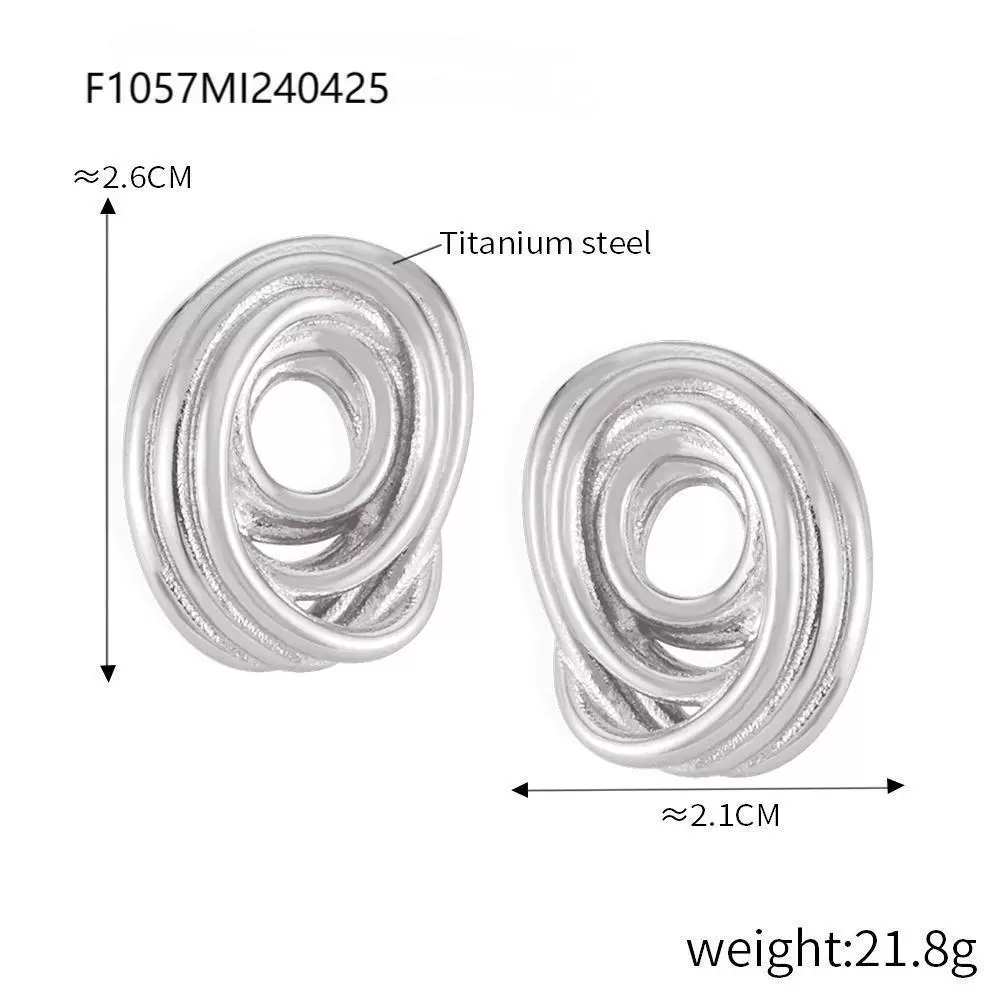 Wholesale Geometric Titanium Steel Goldplated Earrings For Women - Image 9