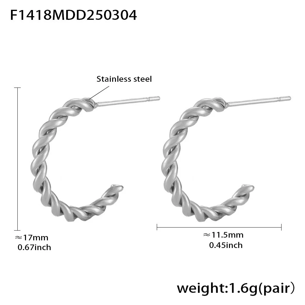 Wholesale Geometric Titanium Steel Goldplated Twist Threaded Ring Combination Earrings Unisex - Image 7