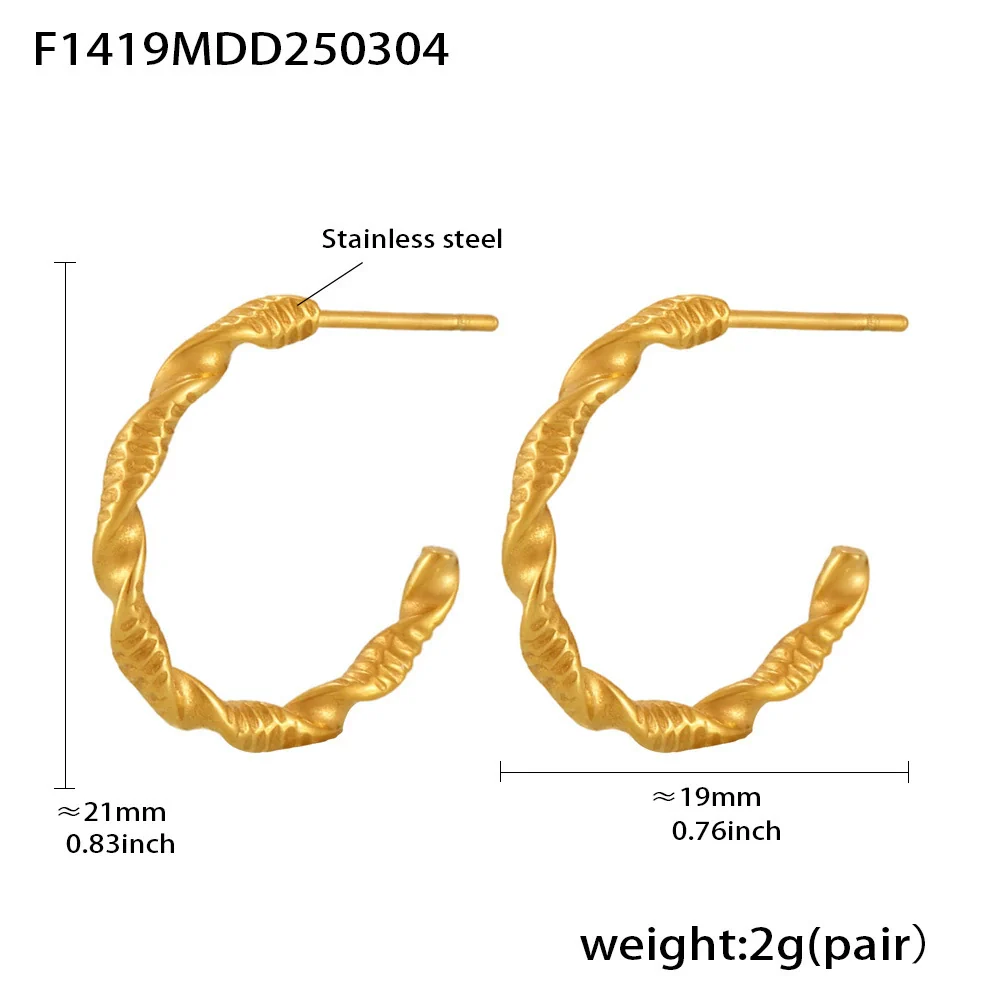Wholesale Geometric Titanium Steel Goldplated Twist Threaded Ring Combination Earrings Unisex - Image 8