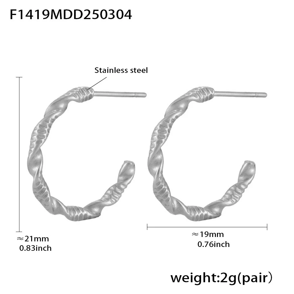 Wholesale Geometric Titanium Steel Goldplated Twist Threaded Ring Combination Earrings Unisex - Image 9
