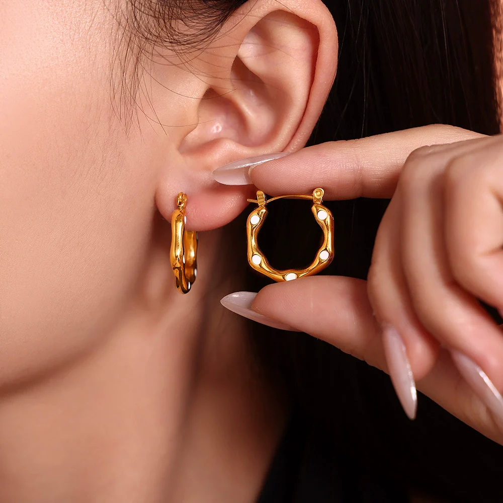 Wholesale Geometric Ushaped Oil Drop Titanium Steel And Stainless Steel Electroplated Earrings For Women