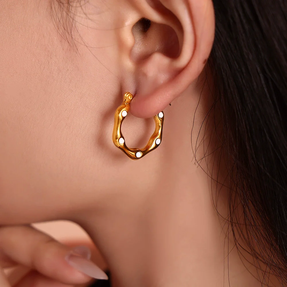 Wholesale Geometric Ushaped Oil Drop Titanium Steel And Stainless Steel Electroplated Earrings For Women - Image 2