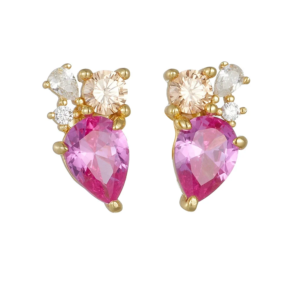 Wholesale Geometric Water Drop Zircon Sterling Silver Earrings For Women With Diamond Treatment - Image 5