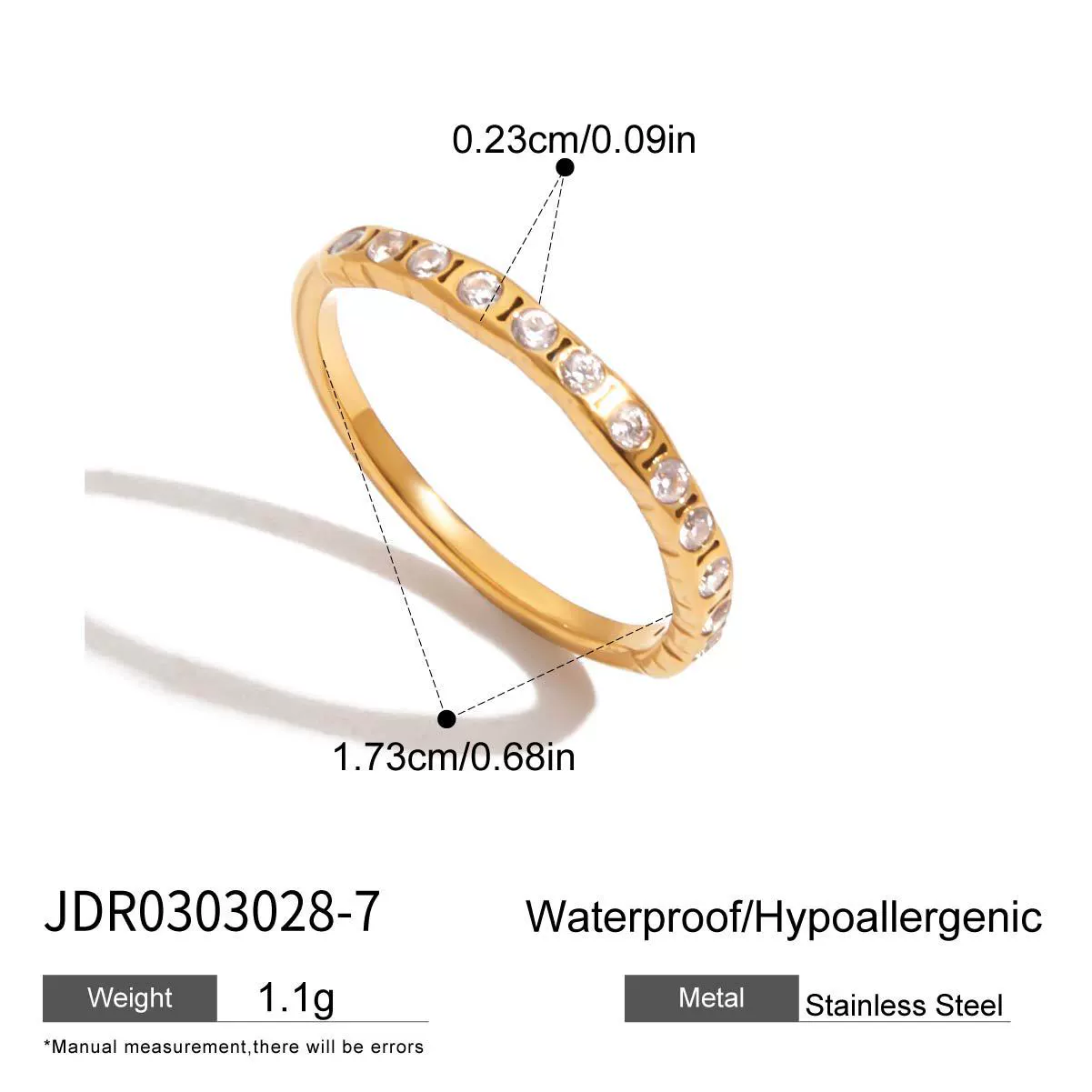 Wholesale Geometric White Zircon Stainless Steel Electroplated Ring Jewelry For Women - Image 11