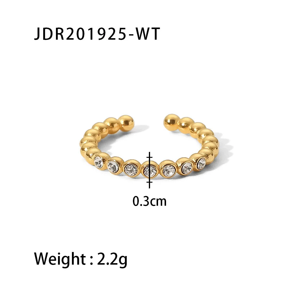 Wholesale Geometric White Zircon Stainless Steel Electroplated Ring Jewelry For Women - Image 12