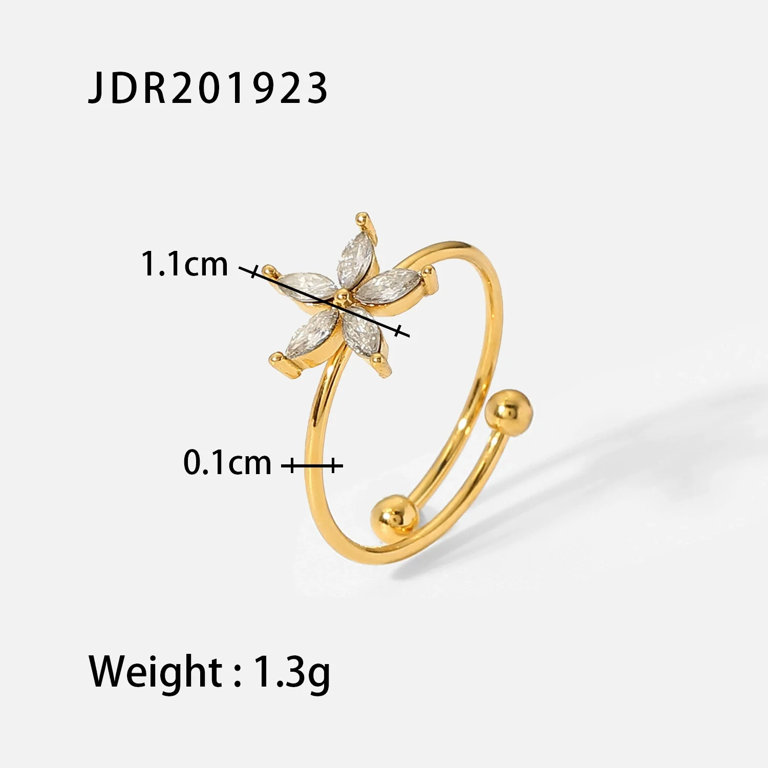 Wholesale Geometric White Zircon Stainless Steel Electroplated Ring Jewelry For Women - Image 13
