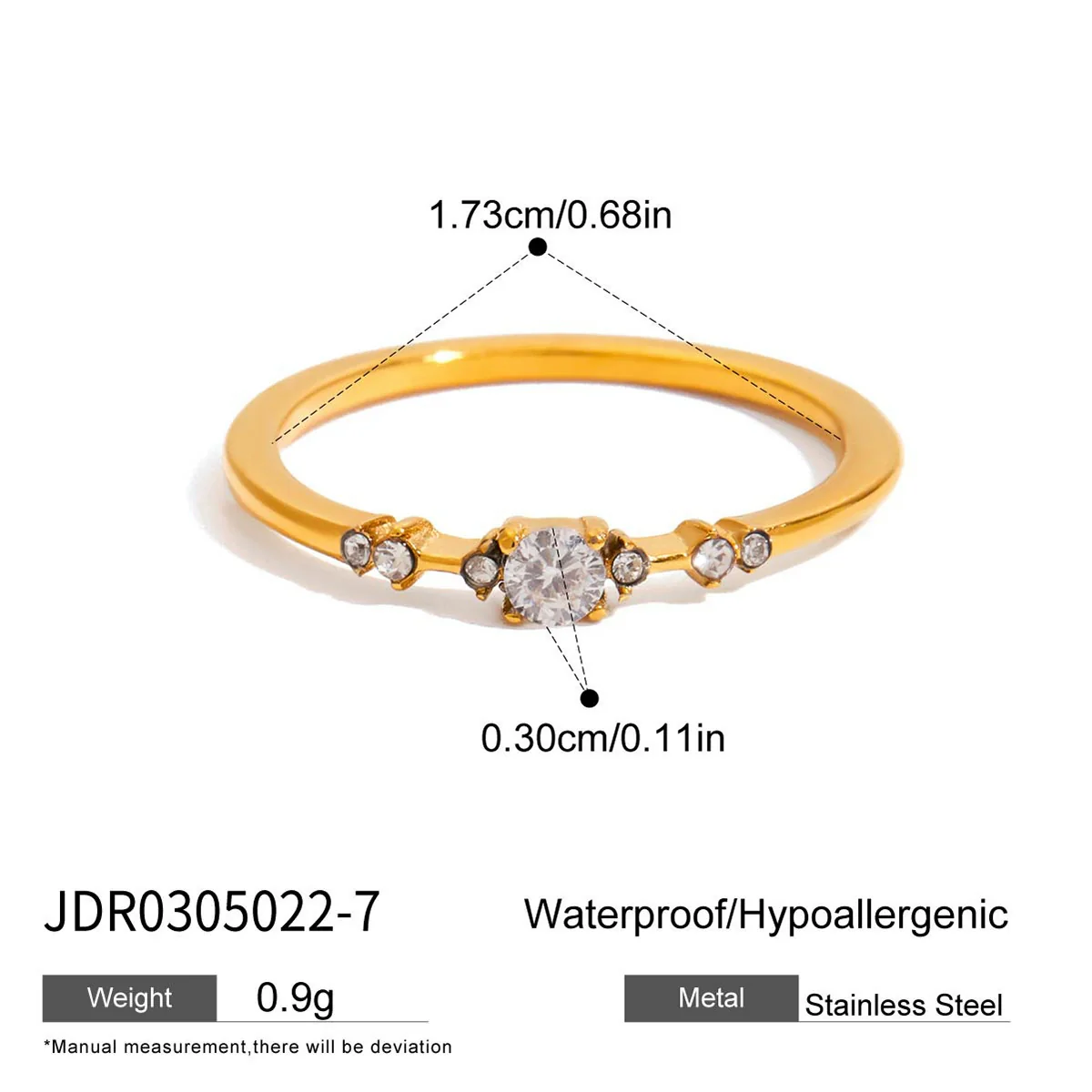 Wholesale Geometric White Zircon Stainless Steel Electroplated Ring Jewelry For Women - Image 15