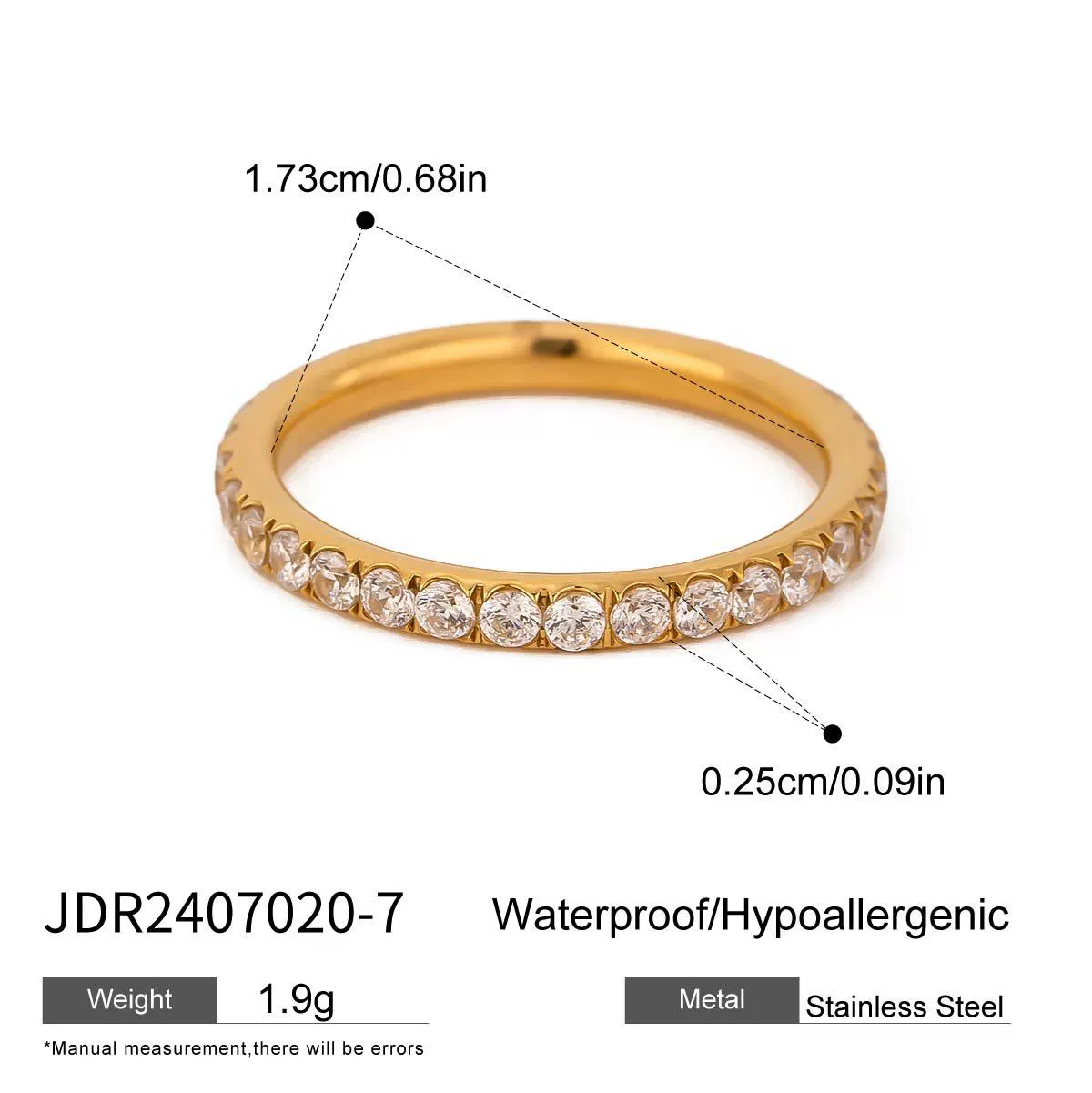 Wholesale Geometric White Zircon Stainless Steel Electroplated Ring Jewelry For Women - Image 6