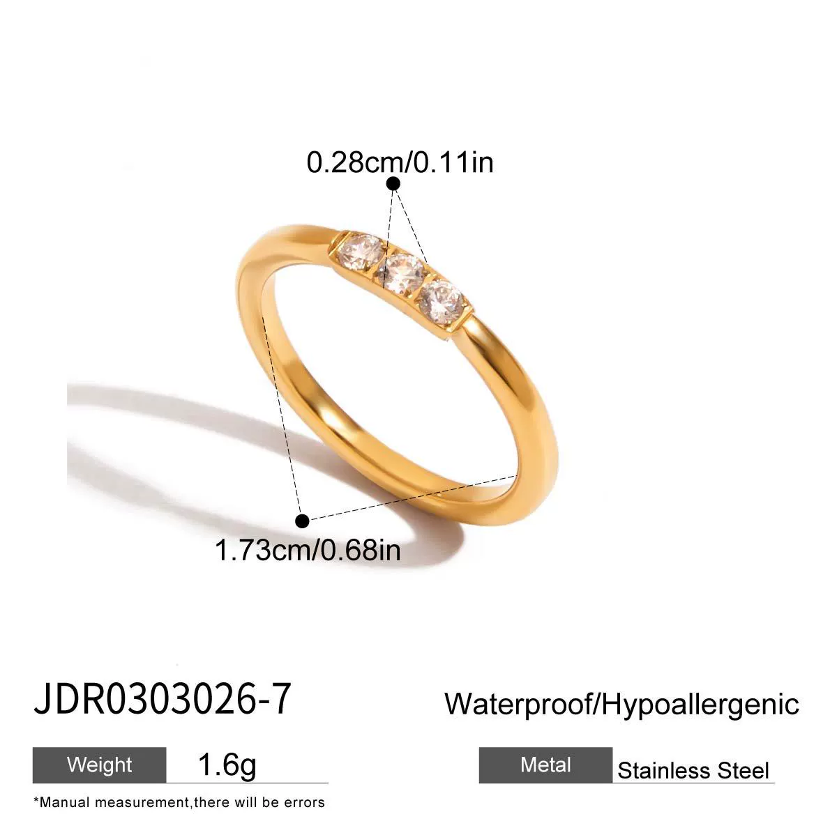 Wholesale Geometric White Zircon Stainless Steel Electroplated Ring Jewelry For Women - Image 8
