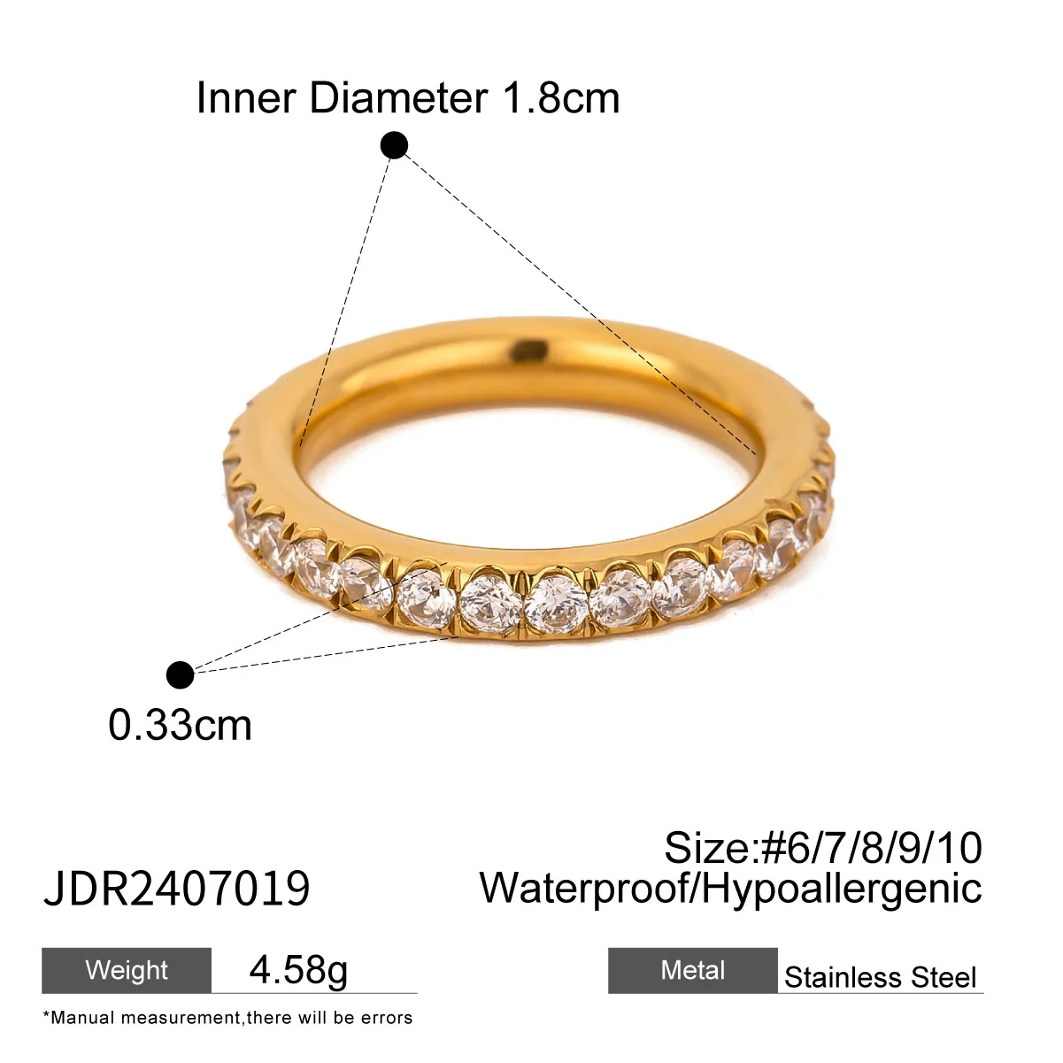 Wholesale Geometric White Zircon Stainless Steel Electroplated Ring Jewelry For Women - Image 9