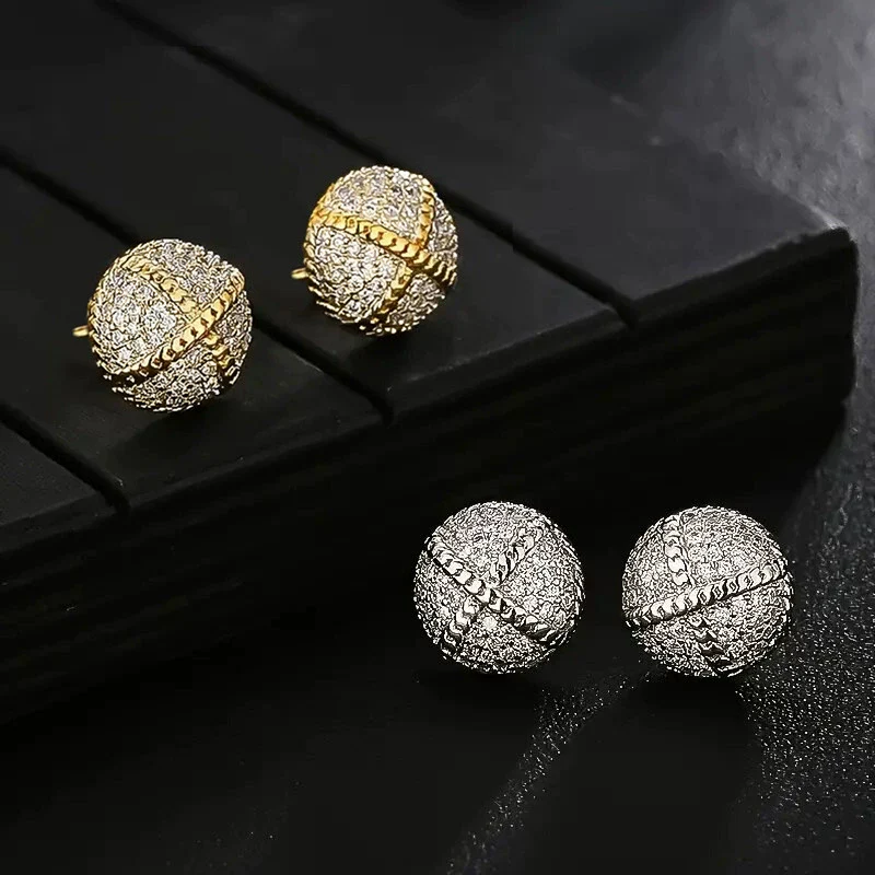 Wholesale Geometric Zircon Inlay Copper Earrings Unisex Fashion - Image 3