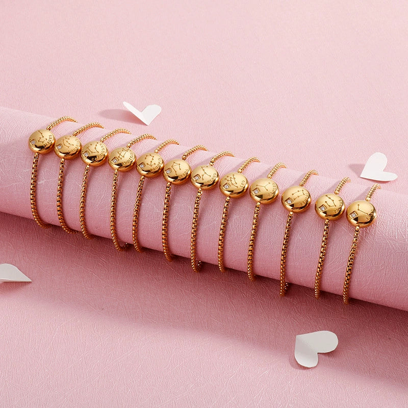 Wholesale Girls Simple Student Constellation Titanium Steel Diamond Bracelet