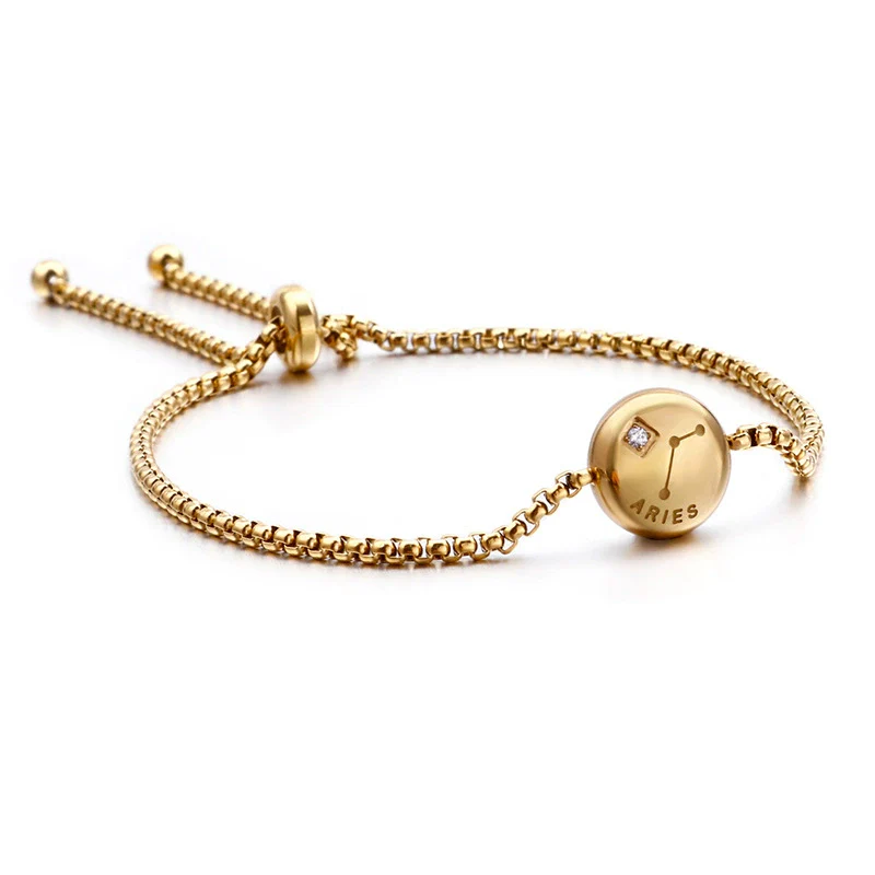 Wholesale Girls Simple Student Constellation Titanium Steel Diamond Bracelet - Image 15