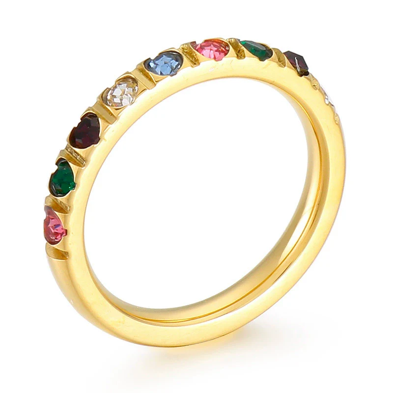 Wholesale Girls Titanium Steel Geometric Style Stacked Ring With Electroplating Treatment - Image 12