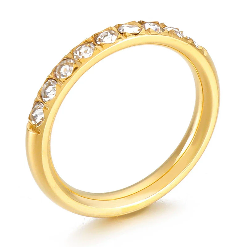 Wholesale Girls Titanium Steel Geometric Style Stacked Ring With Electroplating Treatment - Image 5