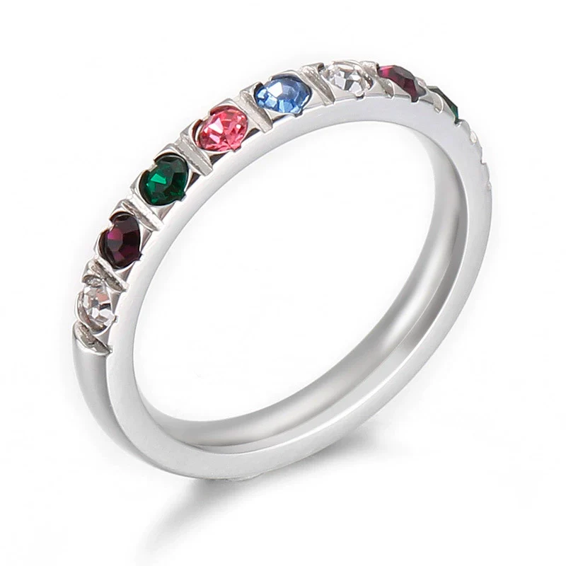 Wholesale Girls Titanium Steel Geometric Style Stacked Ring With Electroplating Treatment - Image 6