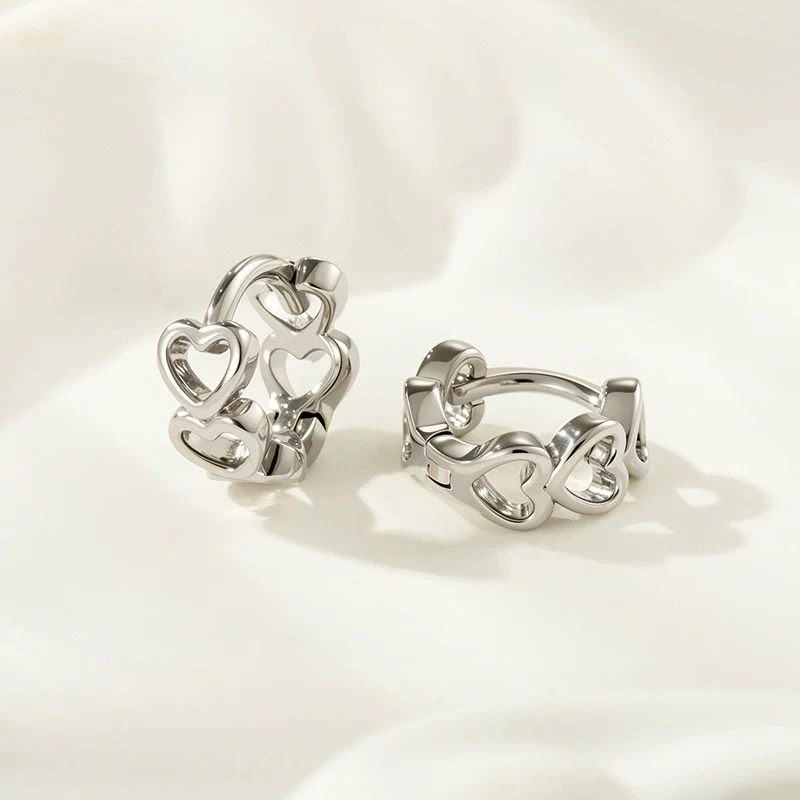 Wholesale Girly Style Copper Heart Shape Zirconia Earrings For Women
