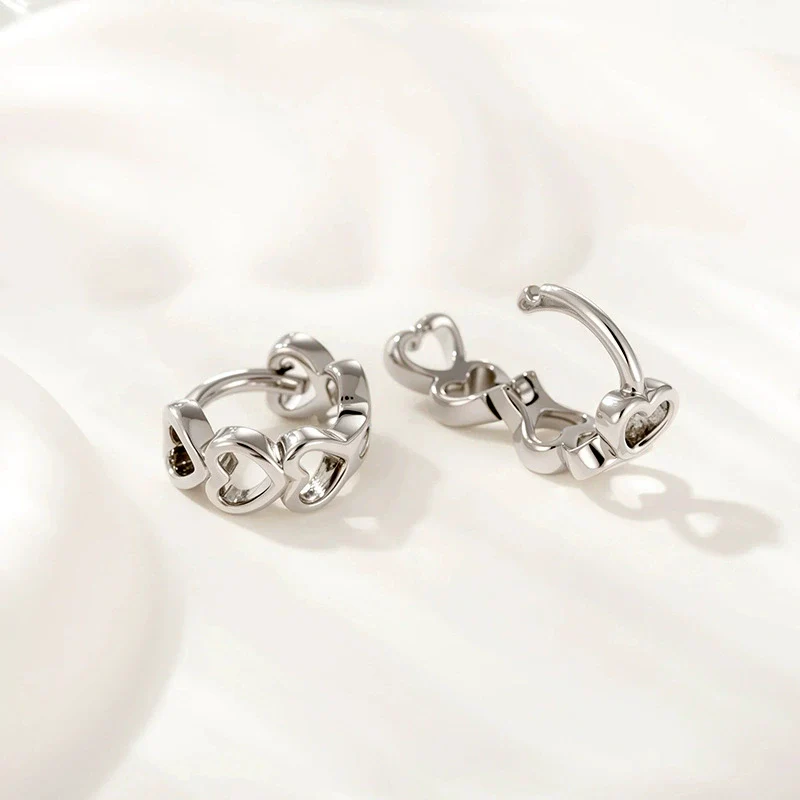 Wholesale Girly Style Copper Heart Shape Zirconia Earrings For Women - Image 3