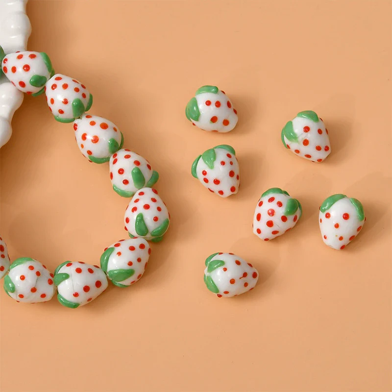 Wholesale Glass And Glaze Strawberry Plum Loose Beads Dripping Glue Handmade Earrings Accessories - Image 3