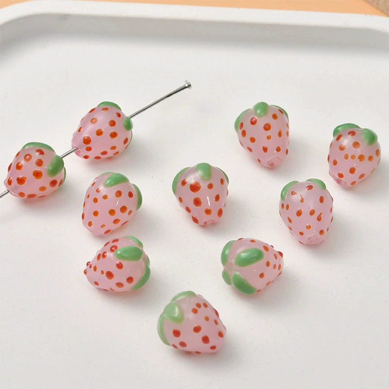 Wholesale Glass And Glaze Strawberry Plum Loose Beads Dripping Glue Handmade Earrings Accessories - Image 7