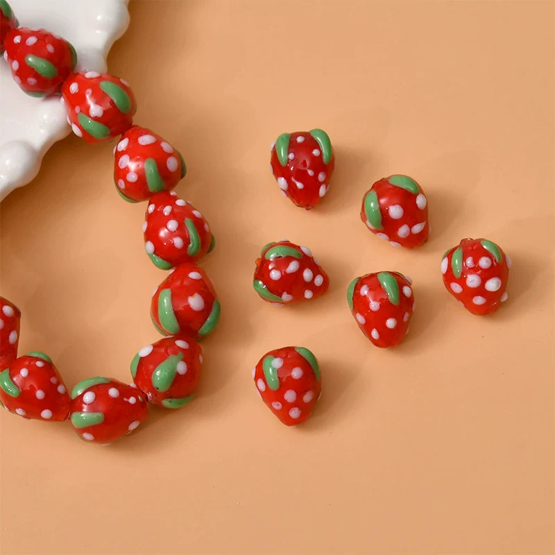 Wholesale Glass And Glaze Strawberry Plum Loose Beads Dripping Glue Handmade Earrings Accessories - Image 8