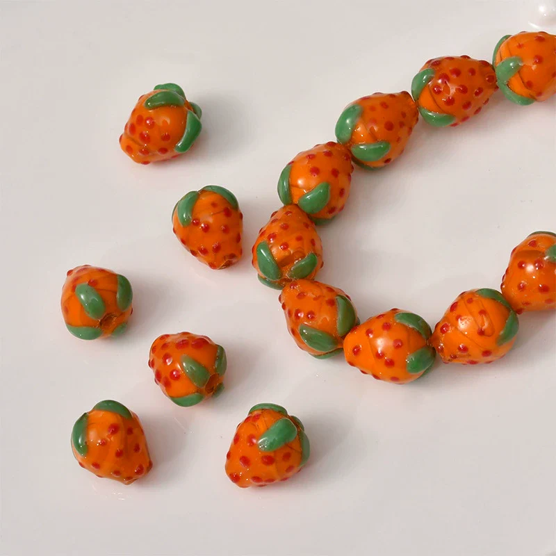 Wholesale Glass And Glaze Strawberry Plum Loose Beads Dripping Glue Handmade Earrings Accessories - Image 9