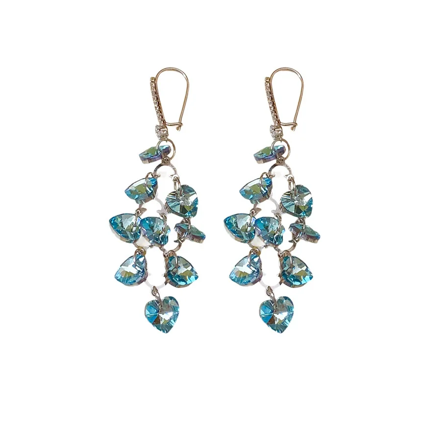 Wholesale Glass Glazed Heart Shape Zircon Earrings For Women Highend Forest Style - Image 5