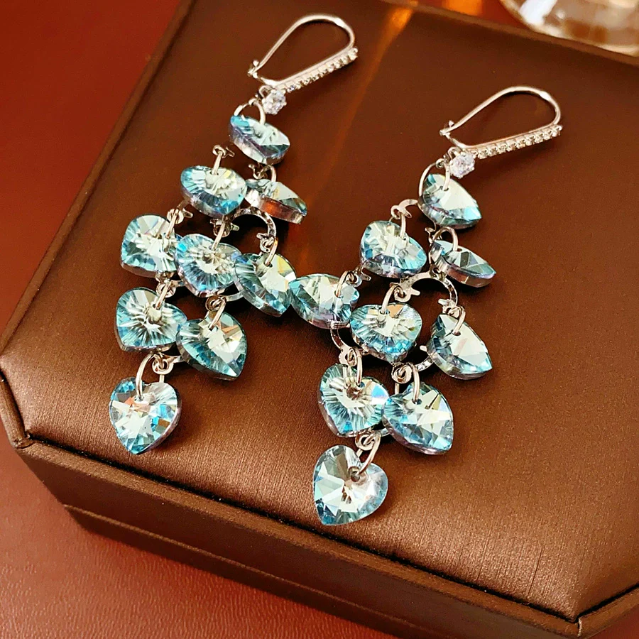 Wholesale Glass Glazed Heart Shape Zircon Earrings For Women Highend Forest Style - Image 6