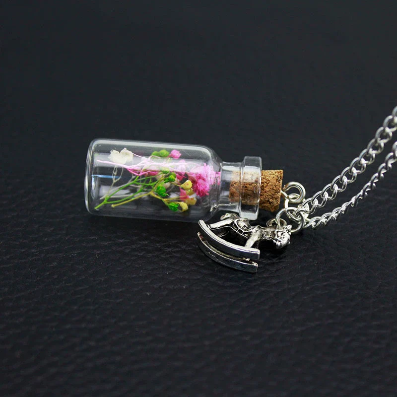 Wholesale Glass Jewelry Women's Water Wave Chain With Geometric Pattern And Drifting Bottle And Eternal Flower And Starry Daisy Pendant - Image 2
